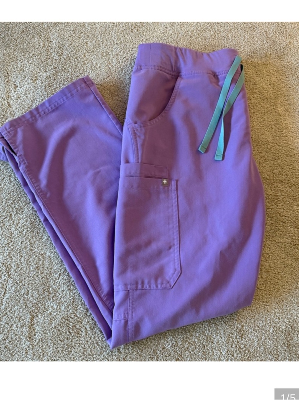Figs Purple Track Pants with gray Drawstrings